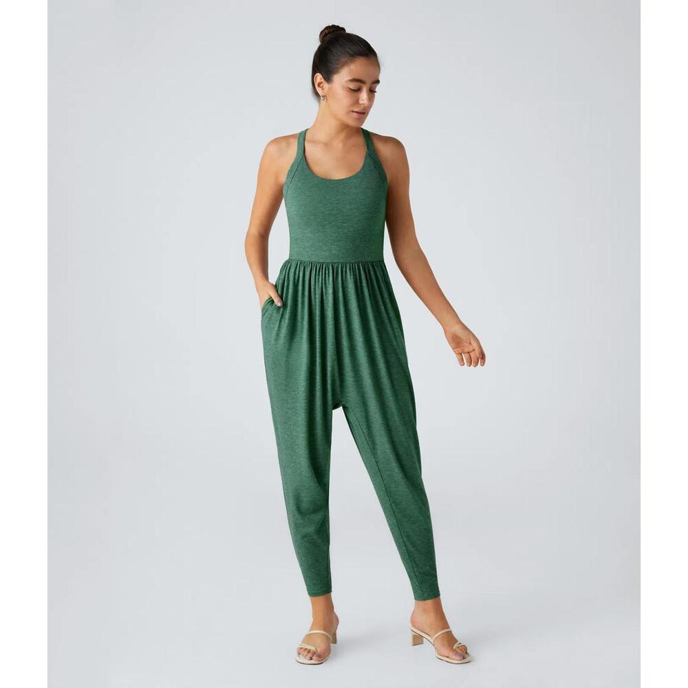 NWT Halara U Neck Pocket Harem Casual Jumpsuit-Easy Peezy Edition Size Small - Picture 2 of 10